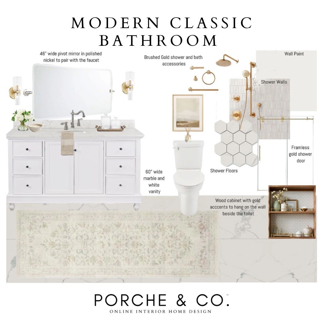 Modern classic bathroom, bathroom decor, bathroom design, bathroom styling
#visionboard #moodboard #porcheandco

#LTKHome #LTKStyleTip