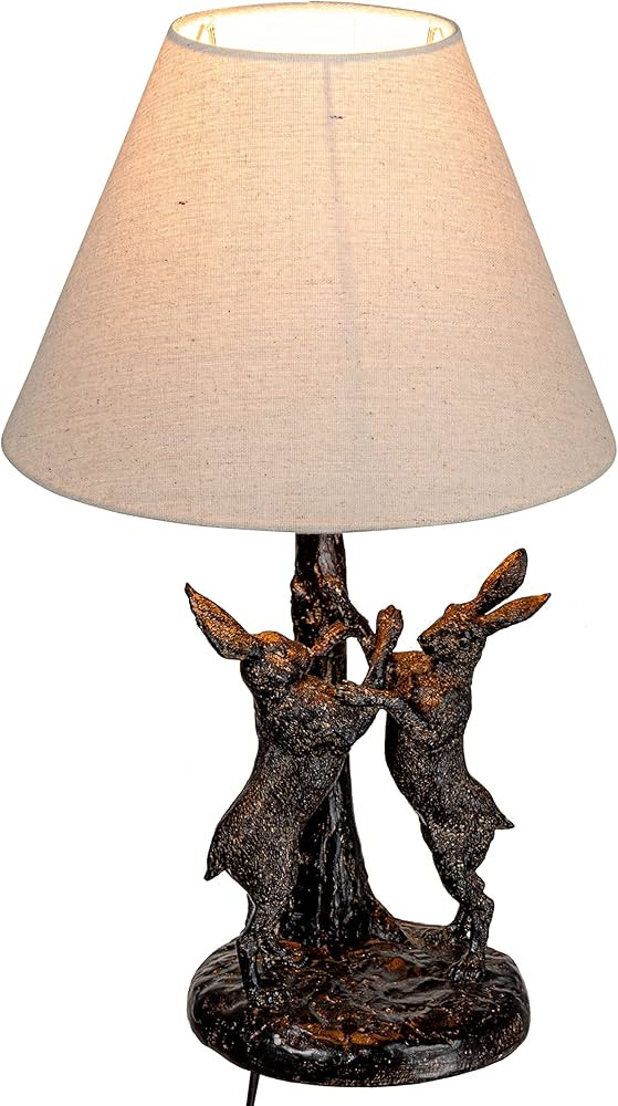 Creative Co-Op EC1464 Bunny Rabbit Linen Empire Shade, Brown and Natural Table Lamp | Amazon (US)