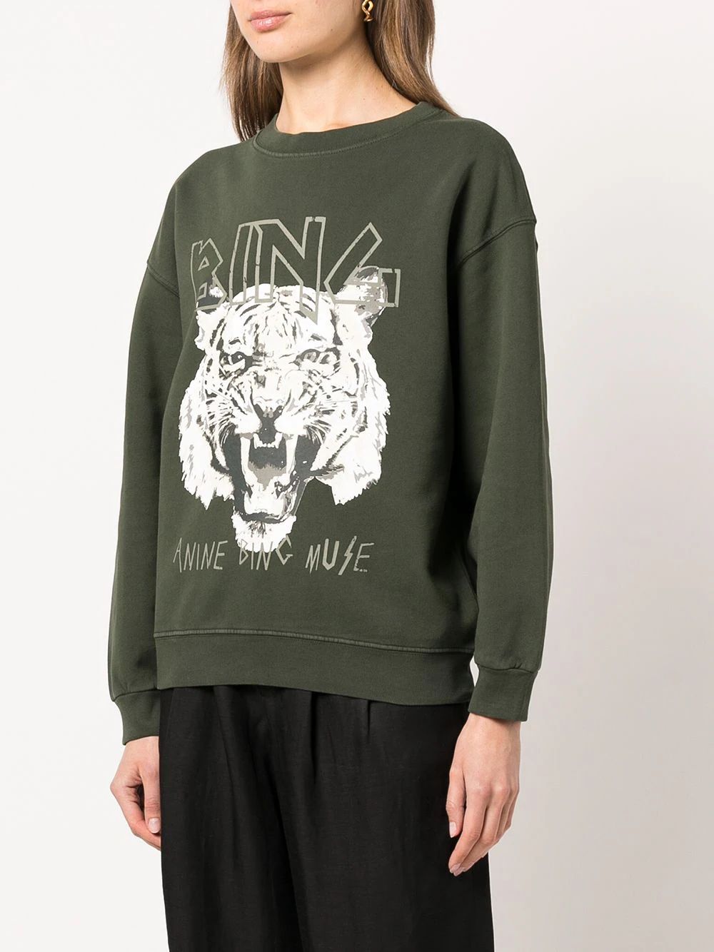 ANINE BING Tiger logo-graphic Relaxed Sweatshirt - Farfetch | Farfetch Global