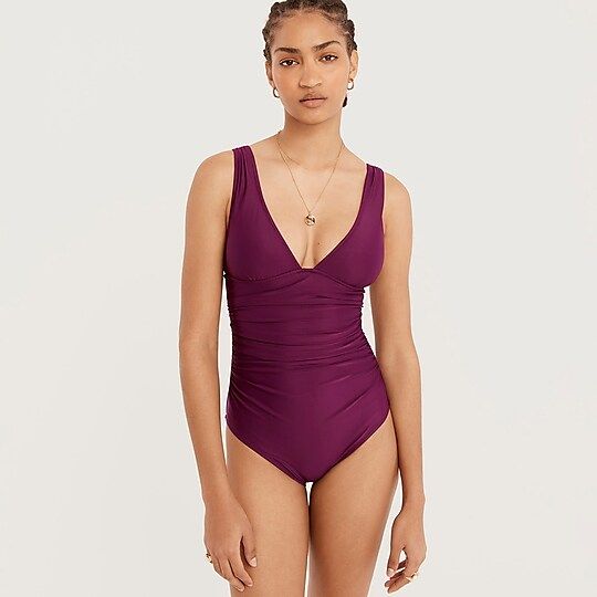 Ruched V-neck one-piece | J.Crew US