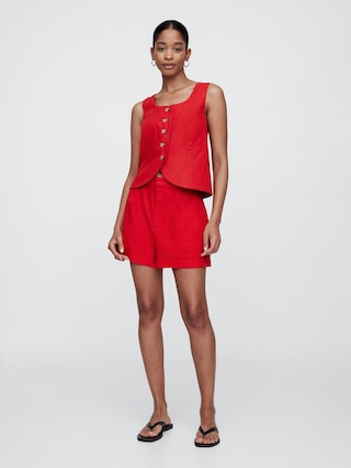 Linen-Blend Pleated Shorts | Gap Factory