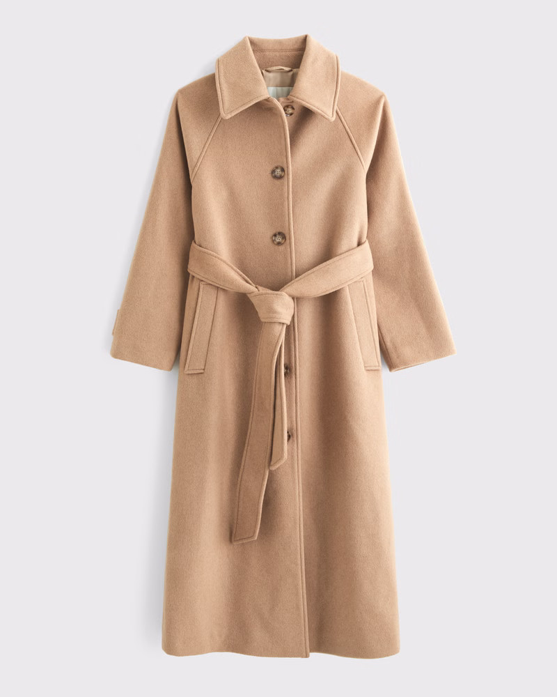 Abercrombie & Fitch Women's Wool-Blend Belted Coat in Brown - Size XXS | Abercrombie & Fitch (US)