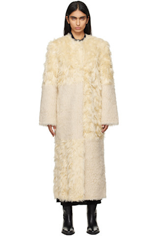 Stand Studio - Off-White Hilma Faux-Fur Coat | SSENSE