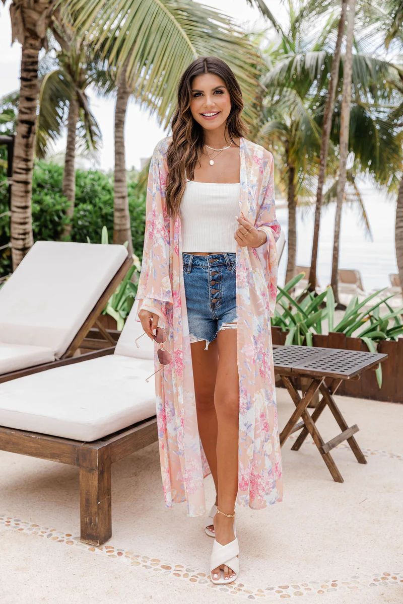 Truth About You Coral Floral Duster Kimono FINAL SALE | Pink Lily