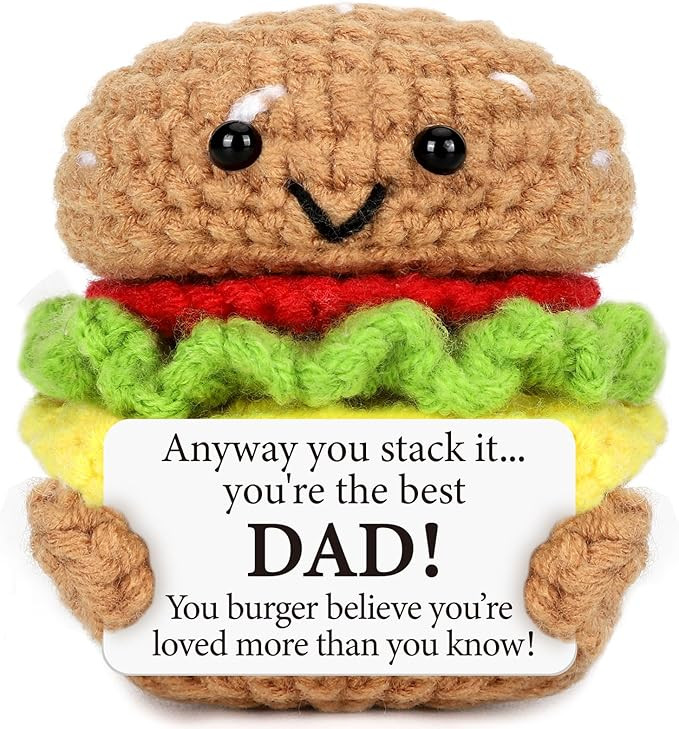 Mini Fathers Day Dad Gift from Daughter Son Wife Handmade Crochet Burger Birthday Gifts for Fathe... | Amazon (US)