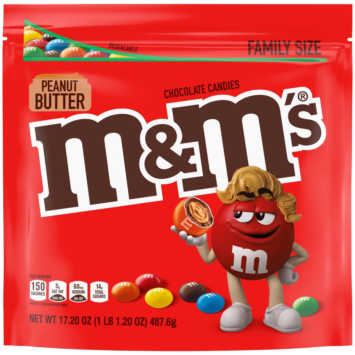 M&M's Peanut Butter Family Size Chocolate Candies - 17.2oz | Target