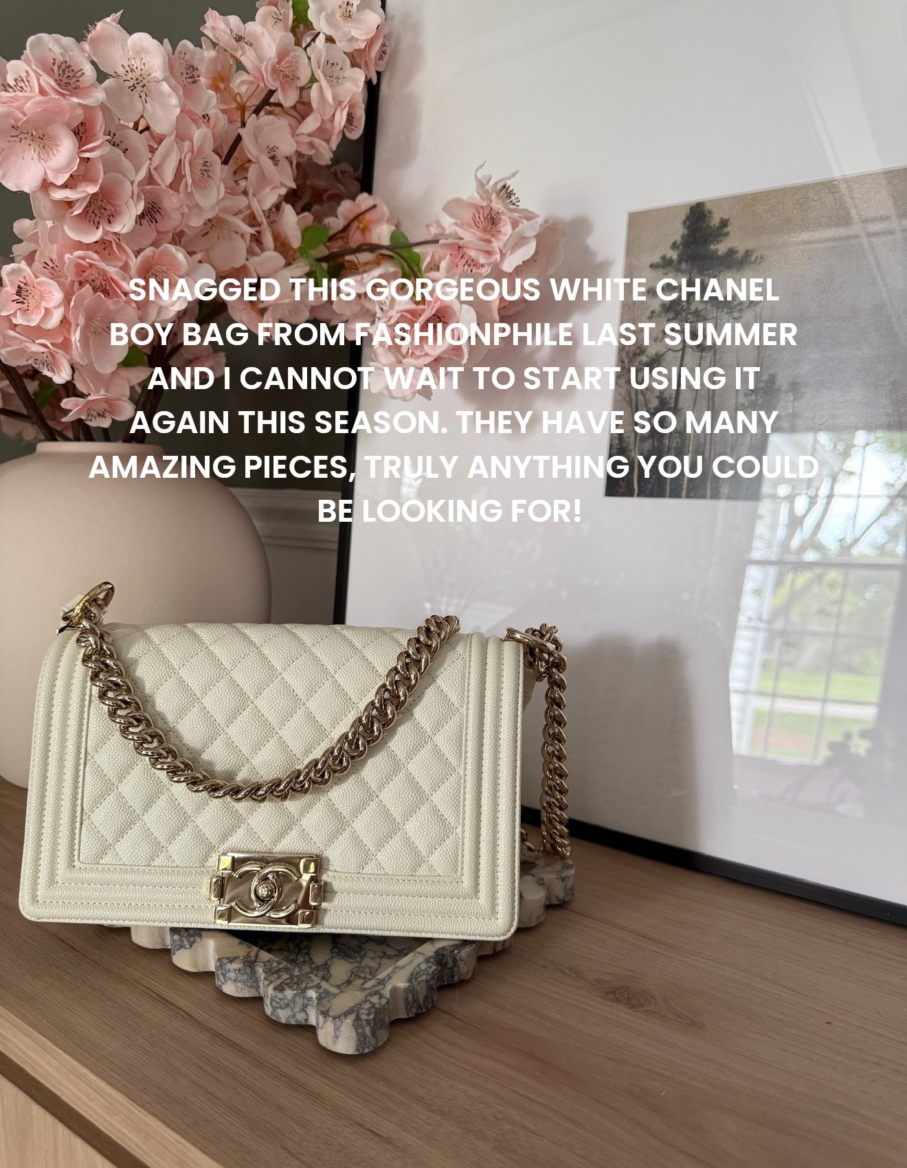I grabbed this Chanel classic white boy bag last year from @Fashionphile and I cannot wait to use it this season!! It’s a classic that I’ll have and use forever!! #fashionphilepartner #fashionphilefinds #ad

#LTKSeasonal #LTKSaleAlert #LTKootd