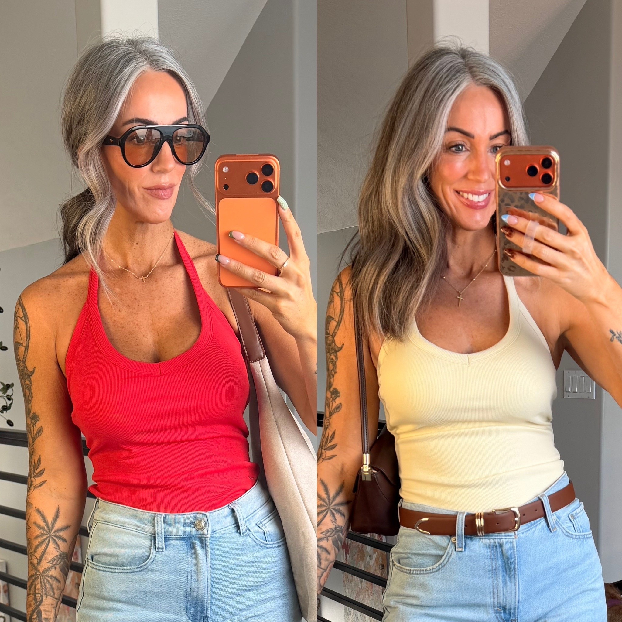 Perfect tank for summer with built in bra and removable padding! I’m wearing size small in both colors. (Red was before surgery, cream is after)

#LTKOver40