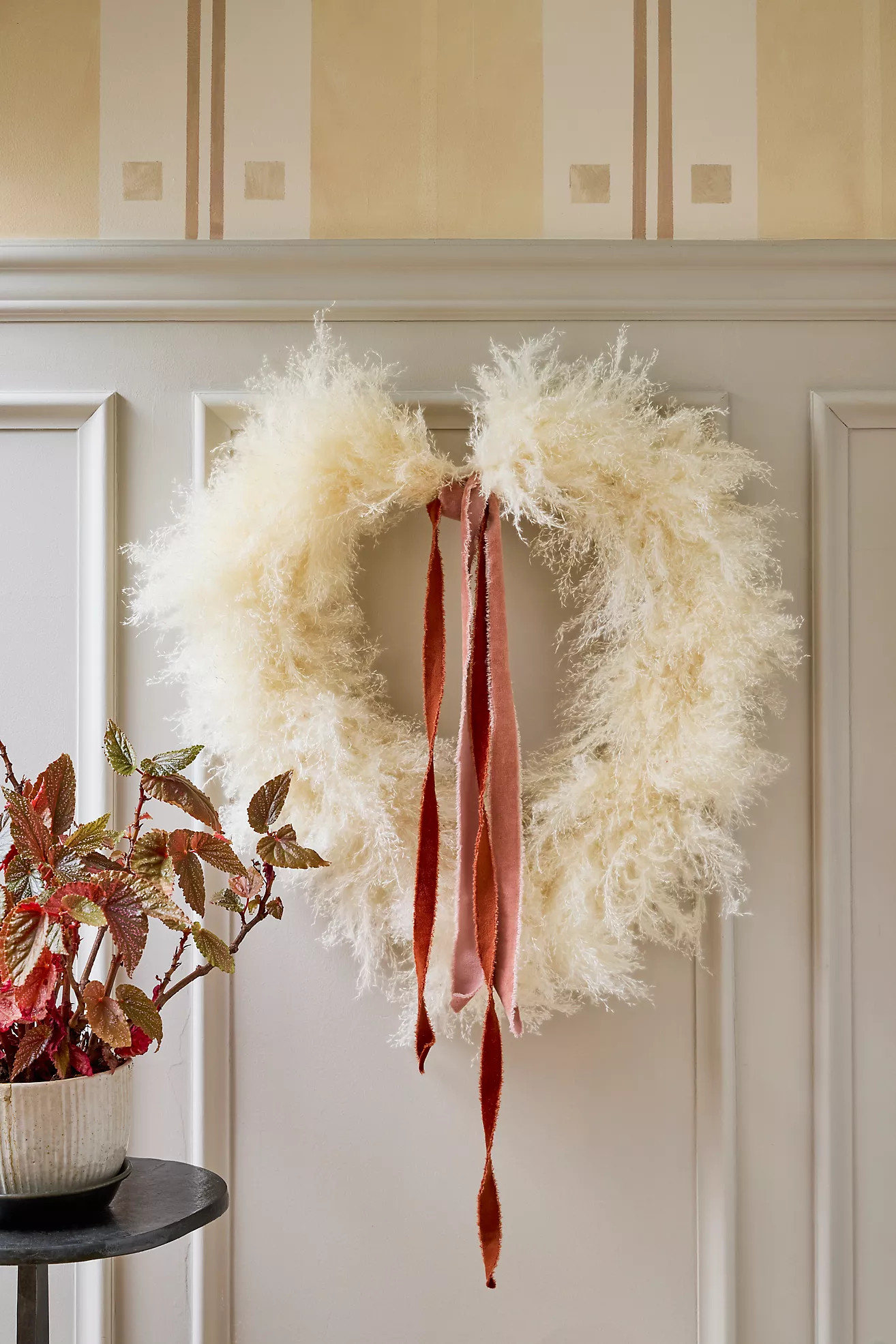 Ivory Pampas Grass Heart Wreath | Anthropologie (US)