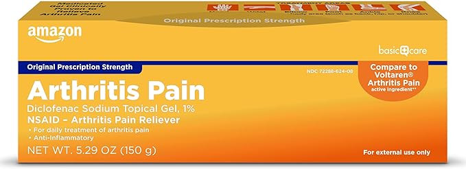 Amazon Basic Care Diclofenac Sodium Topical Gel, 1% (NSAID), Arthritis Pain Reliever for Hand, Wr... | Amazon (US)