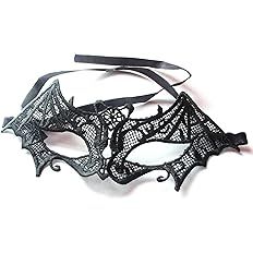Reuglobal Black Multicolor Purple Pink Red Women Girls Ladies Masquerade Lace Eye Mask for Party | Amazon (US)
