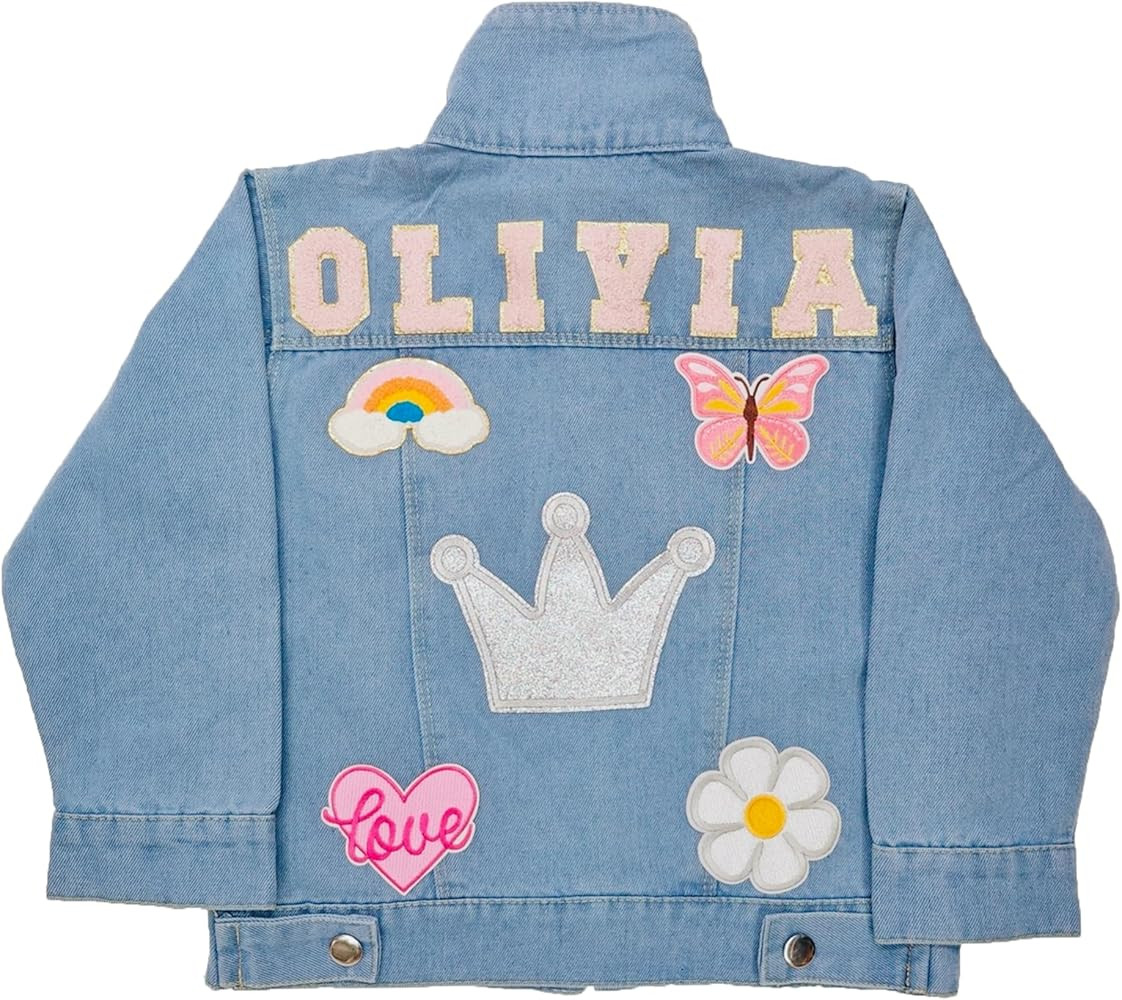 Back to School Outfits for Kids, Personalized Patch Denim Jacket, Custom 1-8 Year Old Girl Boy Bi... | Amazon (US)