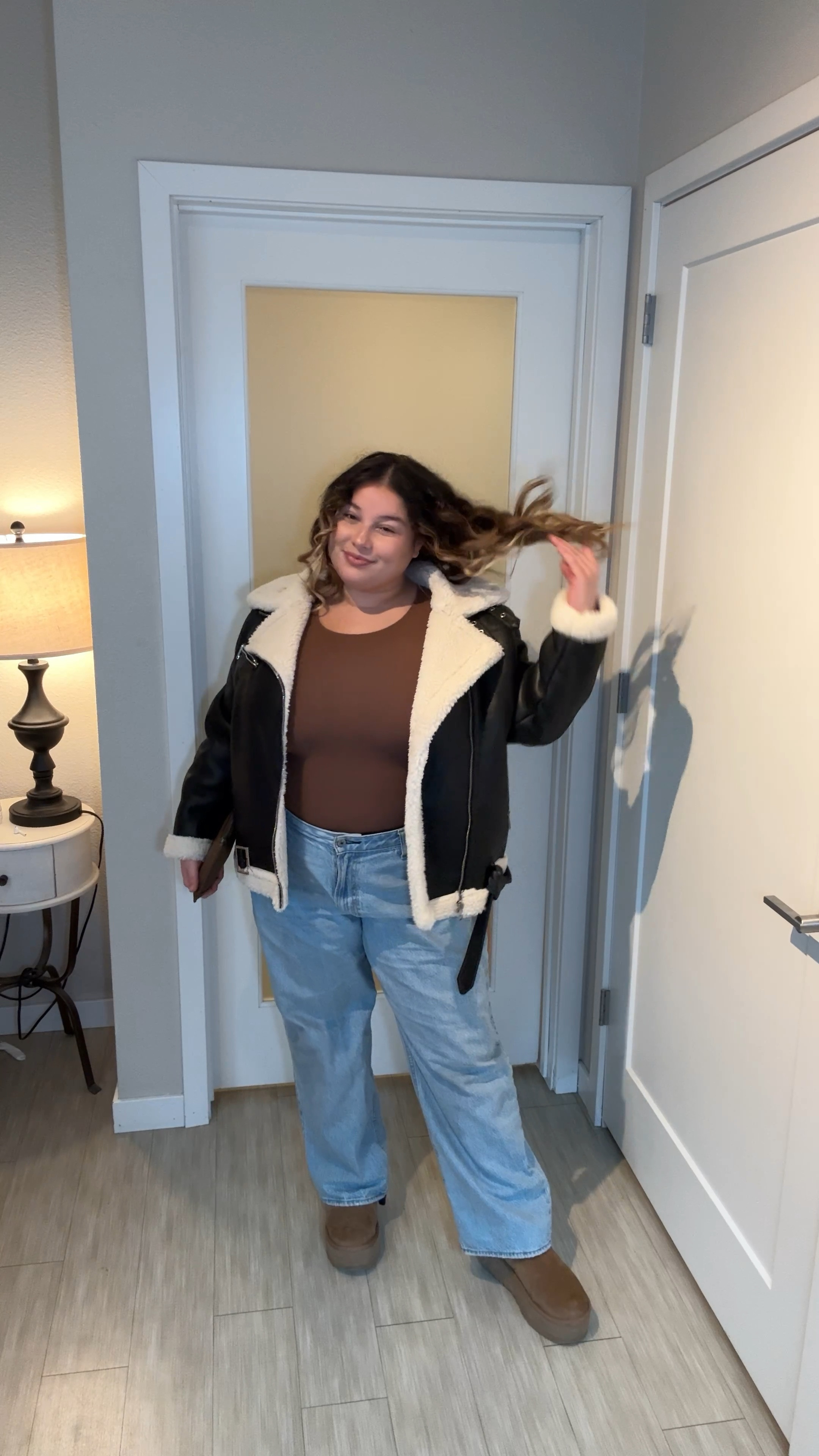 winter OOTD ❄️ 
bodysuit: XL/XXL 
jeans: 34short 
uggs: 8
jacket: 1X 
pjs: 1X

#LTKSeasonal #LTKPlusSize #LTKStyleTip