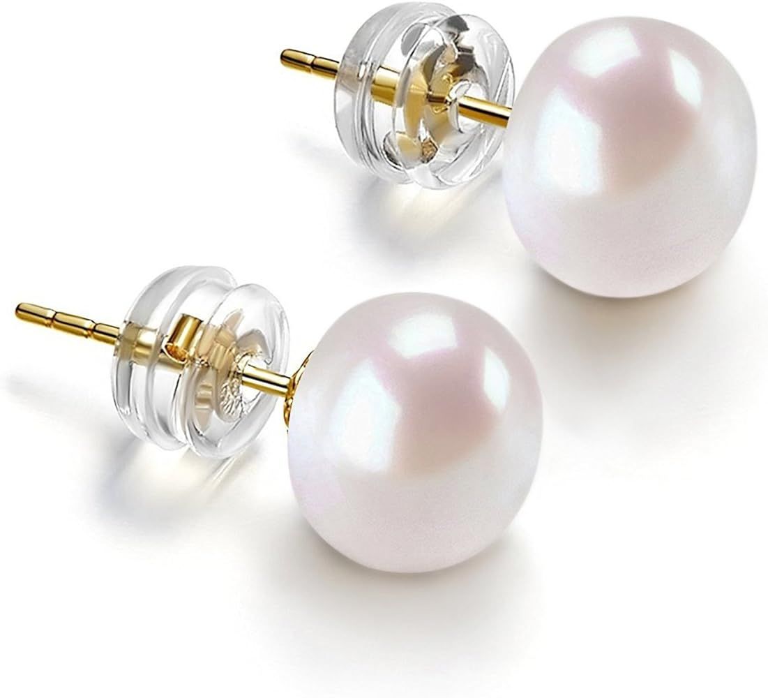 Amazon.com: PAVOI 14K Gold Freshwater Cultured White Button Pearl Stud Earrings - 5.5-6mm: Clothi... | Amazon (US)