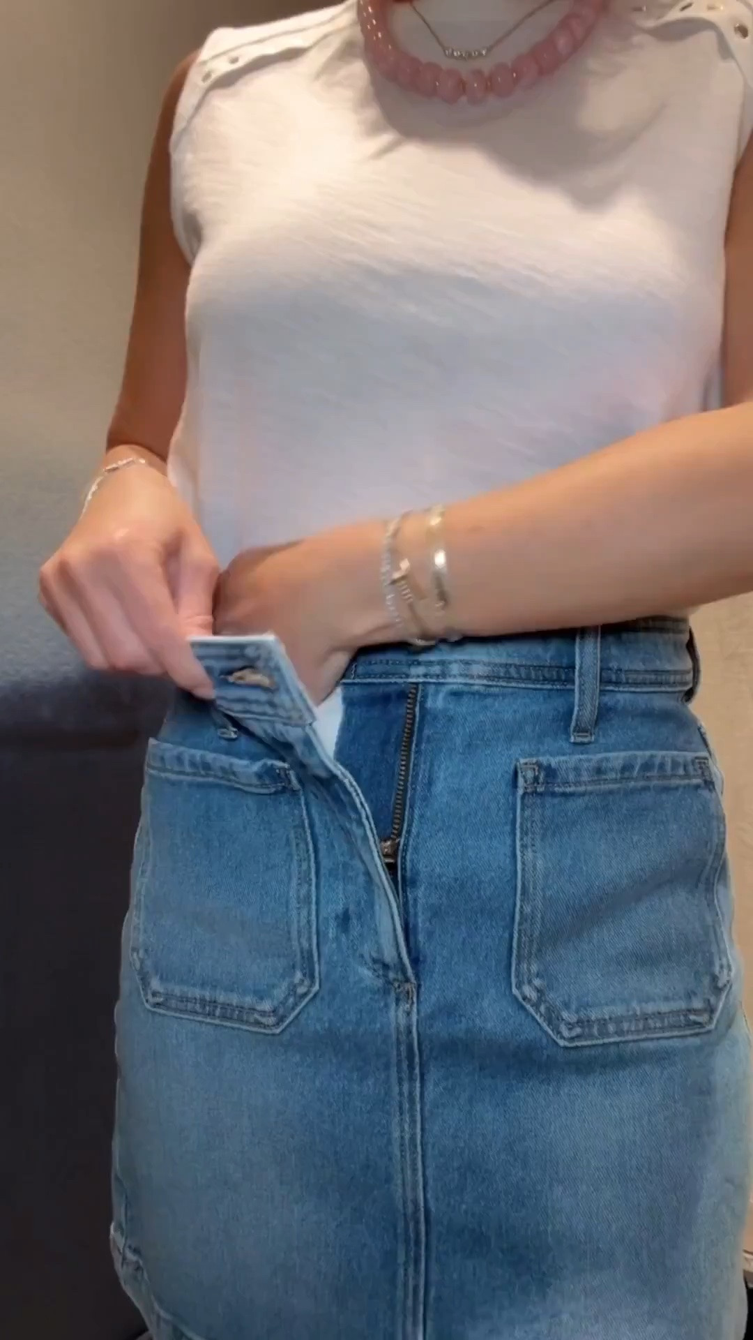 XS top / 24 skirt (I sized down because it has stretch) - this denim skirt is the most flattering and comfortable one I have ever worn! 

 #LTKSeasonal #LTKootd #LTKPetite