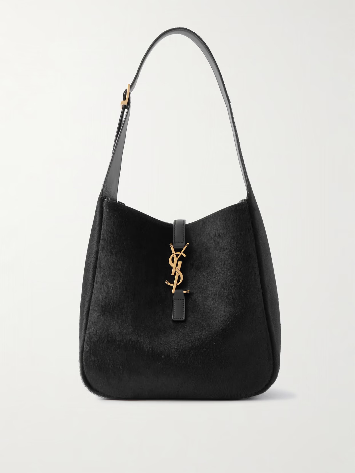 SAINT LAURENT - Le 5 À 7 Embellished Leather-trimmed Calf Hair Shoulder Bag - Black | NET-A-PORTER (US)
