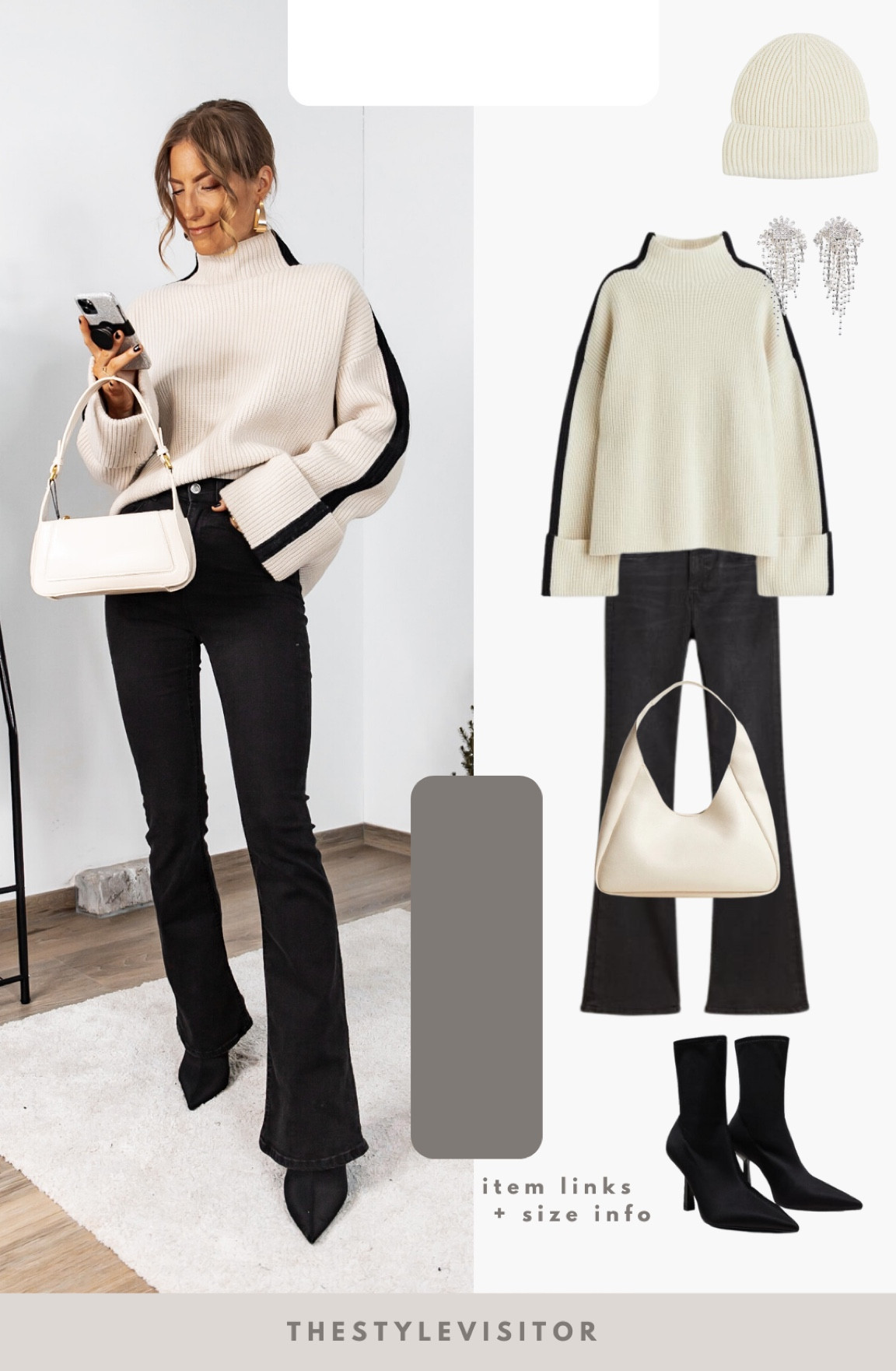 Cozy winter outfit wearing this lovely knit jumper. The stripe looks fab from the side. Read the size guide/size reviews to pick the right size.

Leave a 🖤 to favorite this post and come back later to shop

#cream sweater #flared jeans #sockboots #casual 

#LTKstyletip #LTKeurope #LTKSeasonal