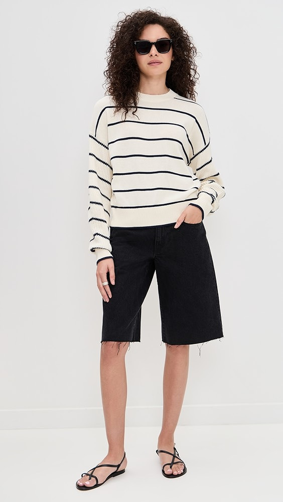 Striped Ribbed-Sleeve Sweater | Shopbop