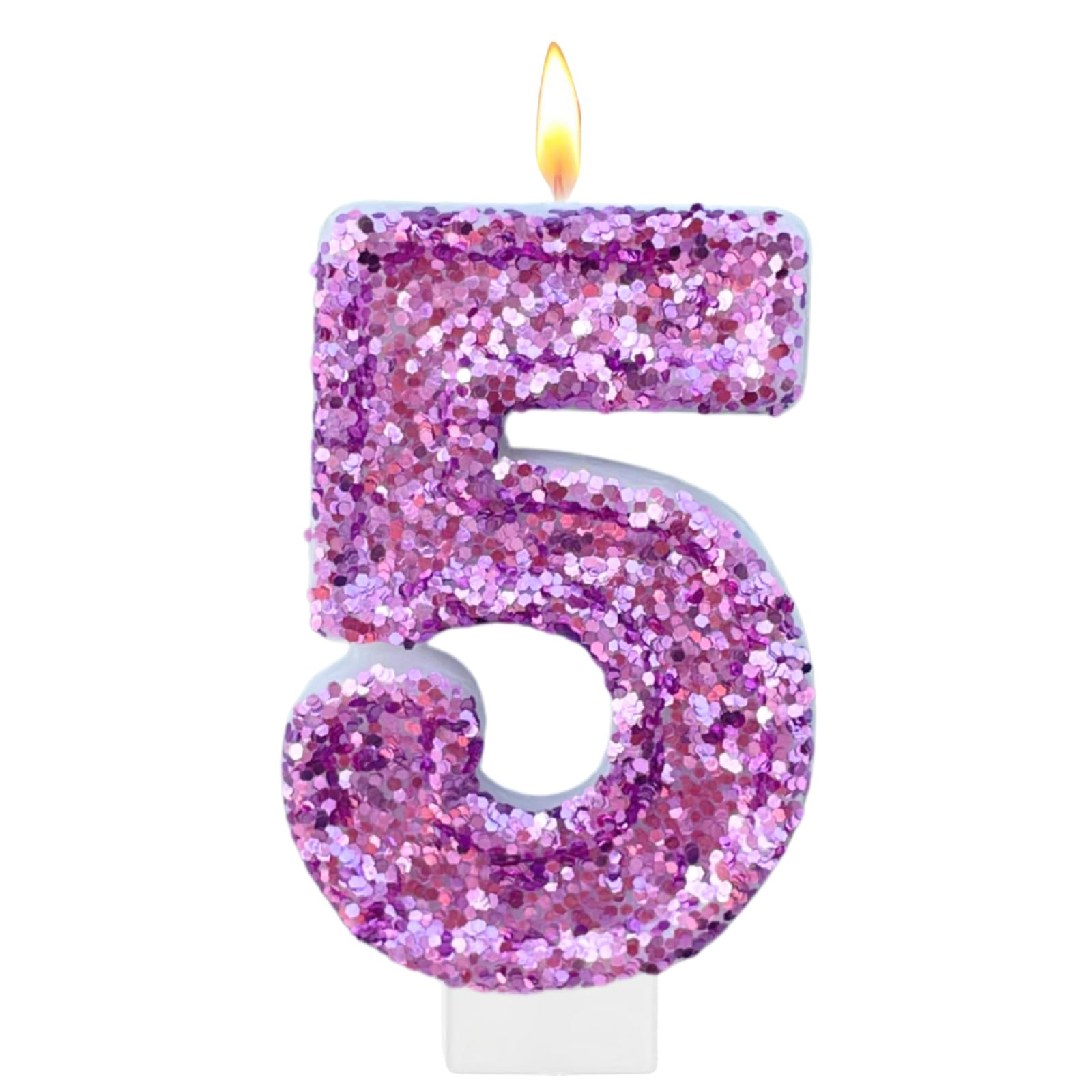 Purple Birthday Candles, Number 5 Candle for Cake, Glitter Purple Cake Topper Kpop Birthday Party... | Amazon (US)