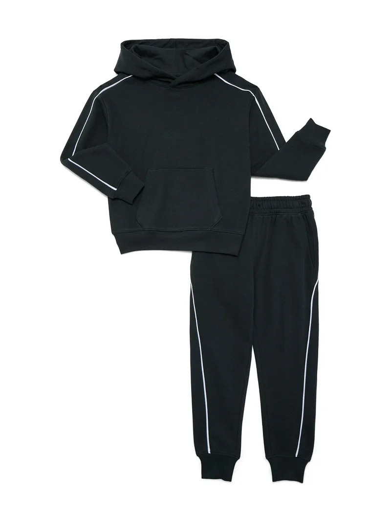 Athletic Works Little and Big Boys Piped Fleece Hoodie and Sweatpants Set, 2-Piece, Sizes 4-18 & ... | Walmart (US)
