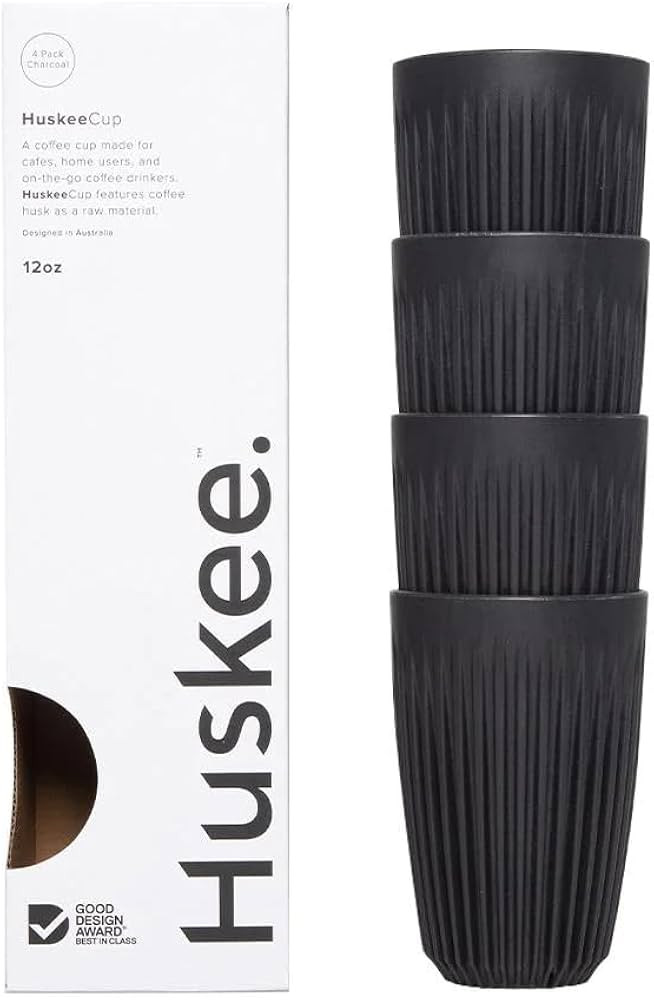 Huskee 4 Pack of 12oz Coffe Cups, Charcoal, 4 Count (Pack of 1) (HC12C04-E) | Amazon (US)