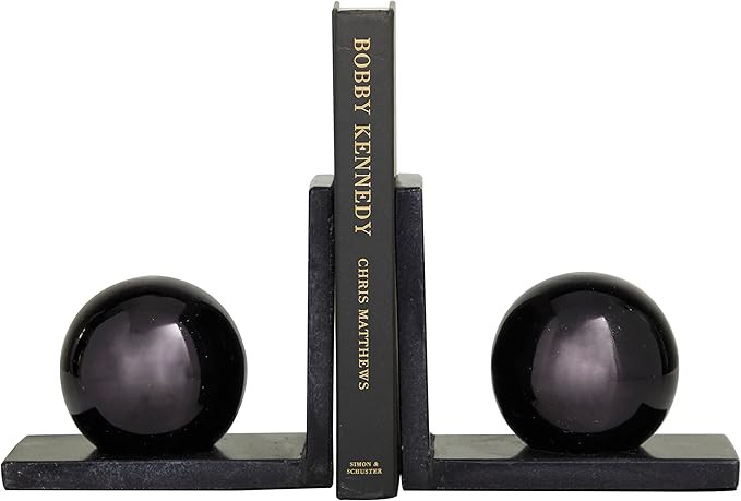 Deco 79 CosmoLiving by Cosmopolitan Marble Orb Bookends, Set of 2 7" W, 6" H, Black | Amazon (US)