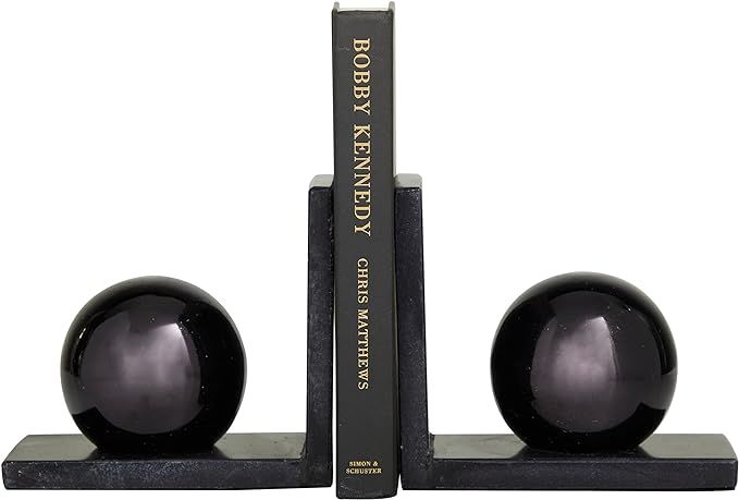 Deco 79 CosmoLiving by Cosmopolitan Marble Orb Bookends, Set of 2 7" W, 6" H, Black | Amazon (US)