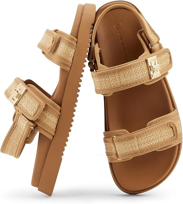 LUCKY STEP Women's Flat Sandals Casual Open Toe Beach Sandals Adjustable Double Strap Summer Sand... | Amazon (US)