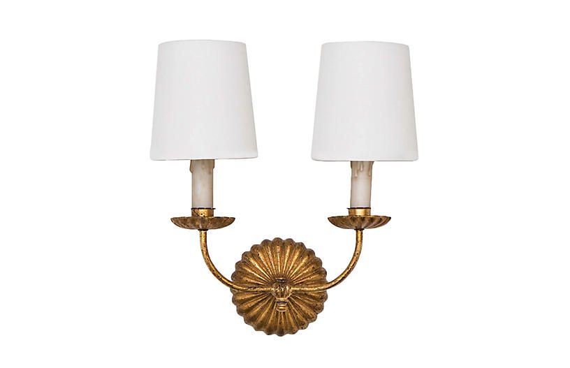 Clove Double Sconce, Antiqued Gold Leaf | One Kings Lane