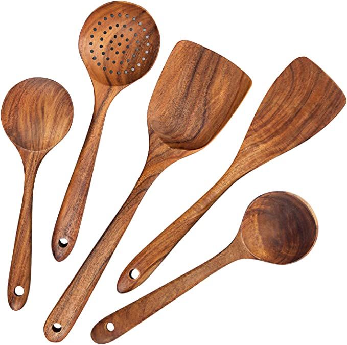 AOOSY Wood Cooking Utensils, Wooden Kitchen Utensil Set, Wooden Spoons for Cooking, 5pcs Japanese... | Amazon (US)