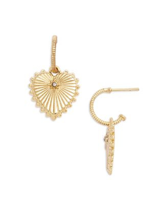Pavé Textured Heart Charm Hoop Earrings in 14K Gold Plated - Exclusive | Bloomingdale's (US)