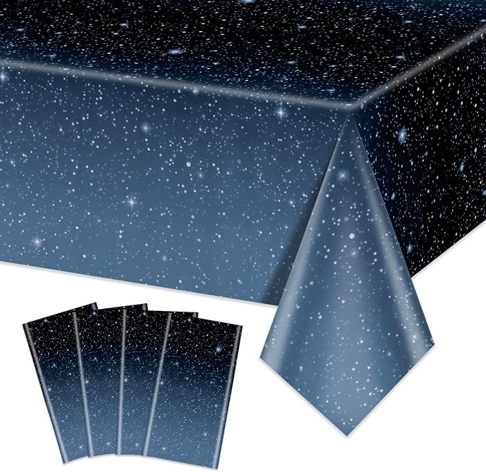 4 Pcs Space Tablecloths, 51 x 86’’Galaxy Explore Theme Plastic Table Cloth Disposable Use for... | Amazon (US)