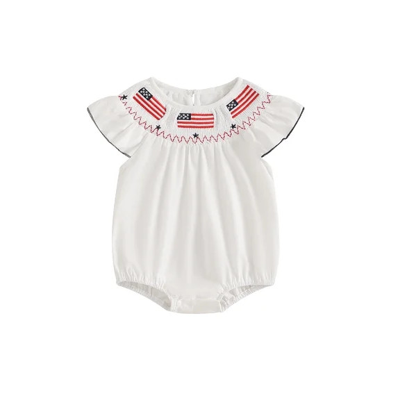 BemeyourBBs Newborn Baby Girl 4th of July Outfit Smocked Bubble Romper Patriotic Independent Day ... | Walmart (US)