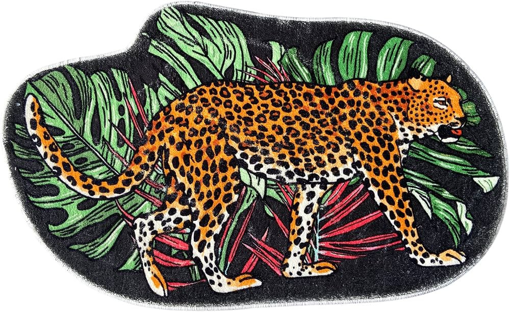 Funny Leopard Animal Shape Plush Rugs Bedroom Comfortable Home Decor Door Mat Cute Cartoon 31x19 | Amazon (US)