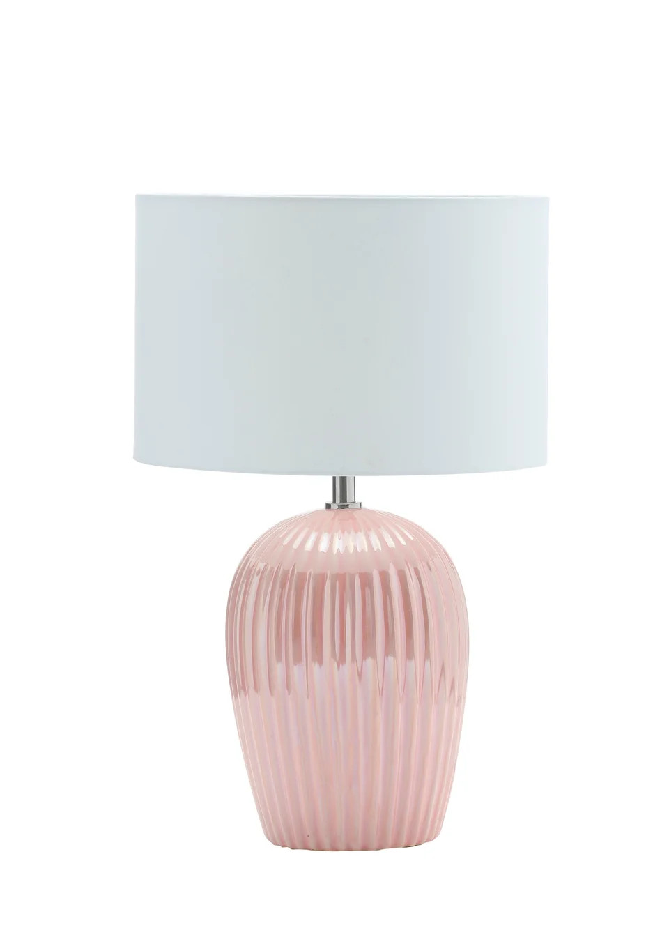 Inlight Glossy Ribbed Table Lamp Pink - One Size | Matalan (UK)