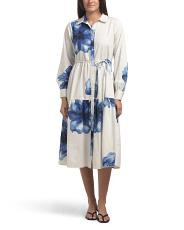 Long Sleeve Placed Floral Midi Dress | TJ Maxx