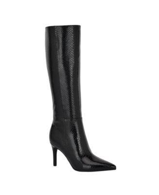 Guess Women's Richee Tall Shafted Pointy Toe Knee High Dress Boots - Silver Snake | Macy's