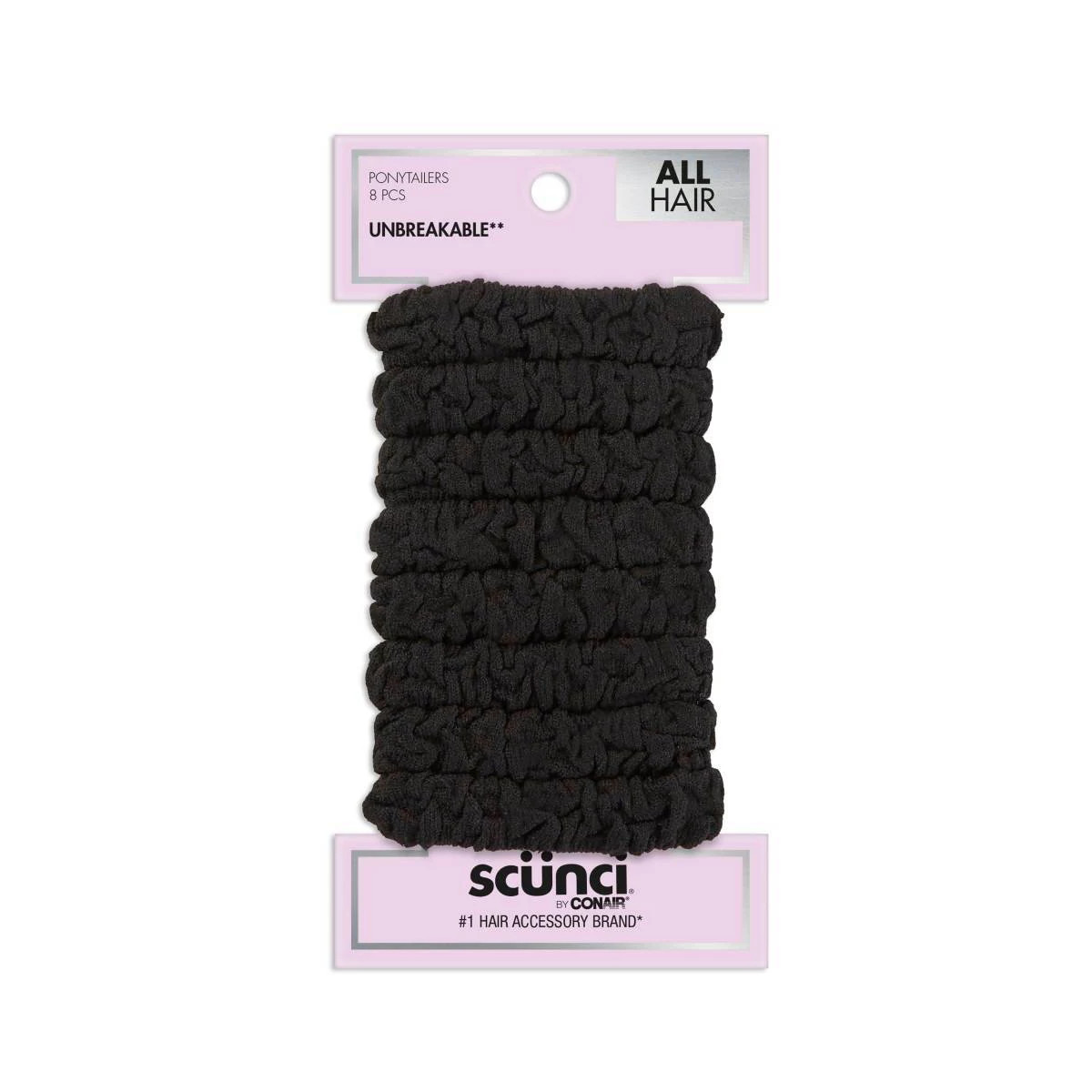 scünci Unbreakable Ruched Comfy Hair Elastics - Black - All Hair - 8pk | Target