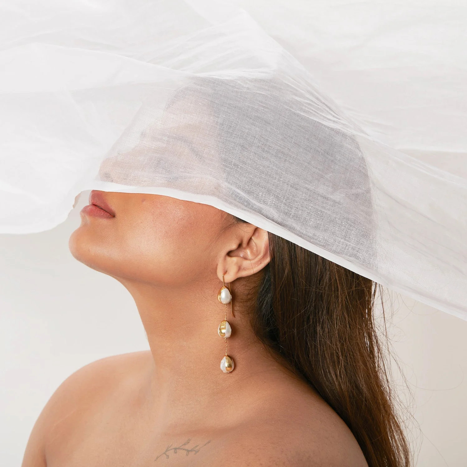 Selene Earrings – 22k Gold Plated Moon Phase Pearl Drop Earrings | Dhwani Bansal Jewellery