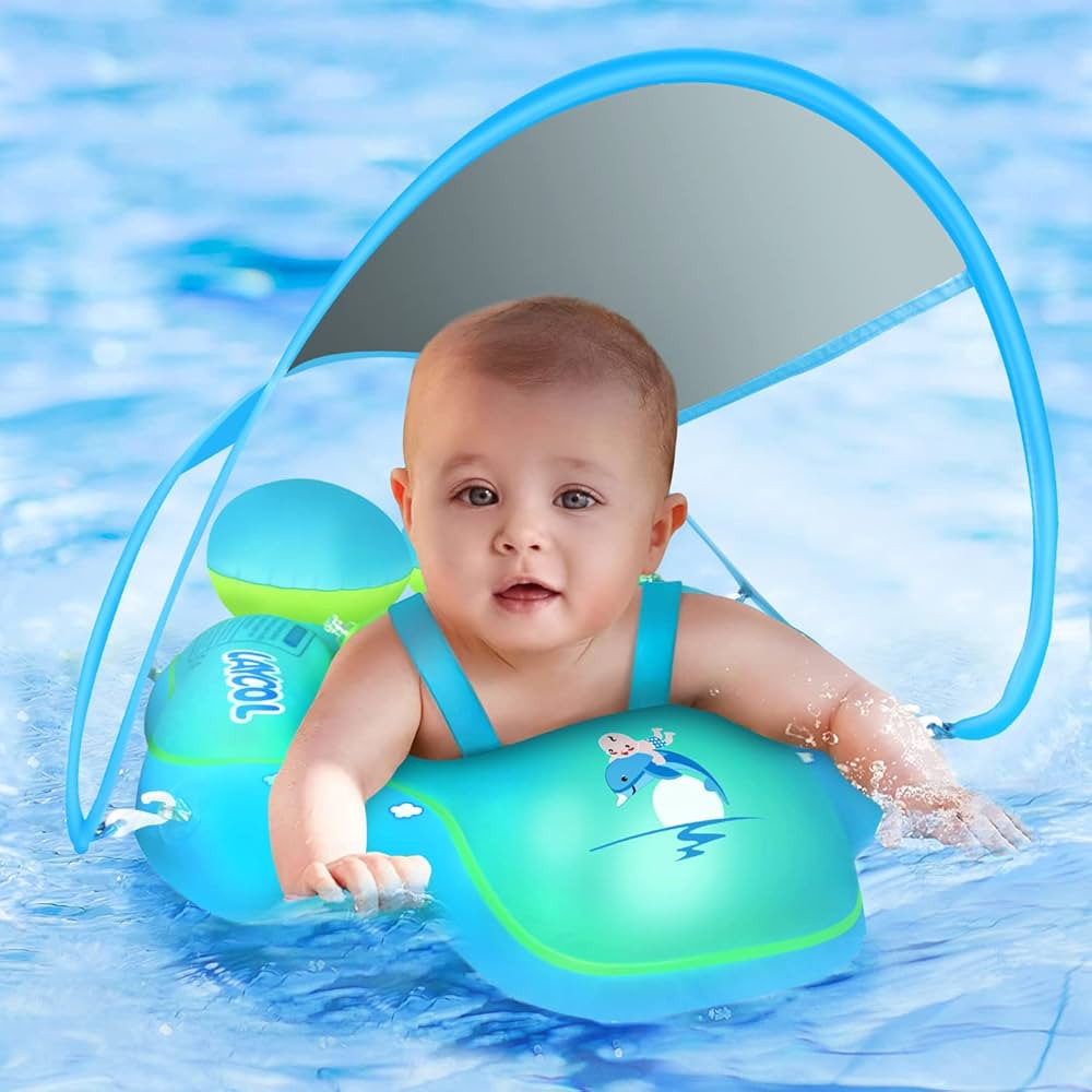 LAYCOL Baby Swimming Float with Sun Canopy Over UPF50+ ， Baby Floats for Pool Add Tail Never Fl... | Amazon (US)