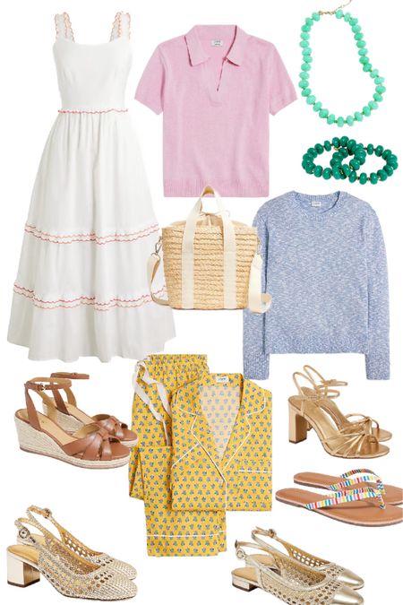 Lightweight sweaters, pretty dresses, printed PJs, colorful jewelry, a great spring bag and cute neutral sandals. I’ll take one of each.

#LTKfindsunder50 #LTKshoecrush #LTKsalealert