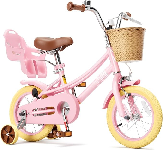 XJD Girls Bike for 2-12 Years Old Kids 12-20 Inch Toddler Bike | with Training Wheels | & Basket | Amazon (US)