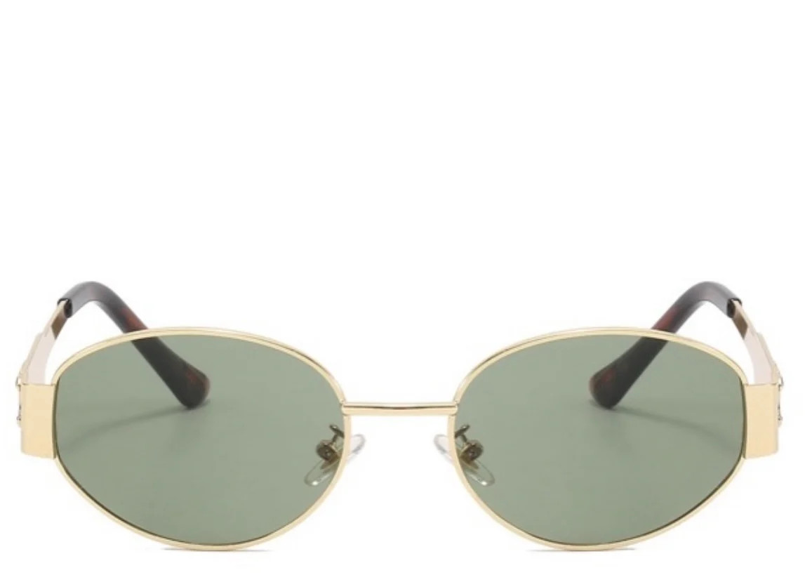Milan Green & Gold Oval Sunglasses | Jewel Boutique