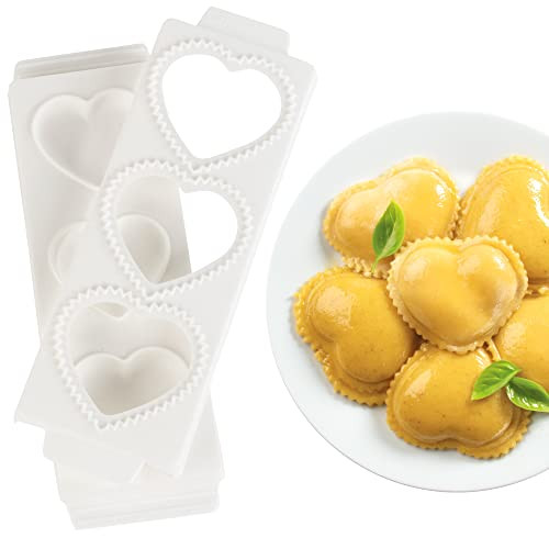 Valentine's Day Jumbo 3" Heart Ravioli Molds- Homemade Filled Pasta Maker- 2 Piece Tray & Press makes 3 Italian Raviolis at a Time, Easy to Use Clean- Special Date Night Dinner Party, Gift for Her Him | Amazon (US)