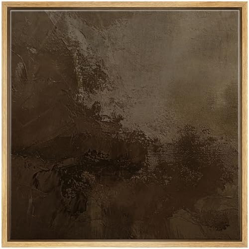 SIGNFORD Framed Canvas Print Wall Art Textured Brown Abstract Rustic Brushstroke Illustrations Ru... | Amazon (US)