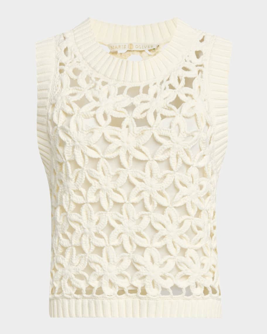 Marie Oliver Thea Floral Mesh Shell Top | Neiman Marcus