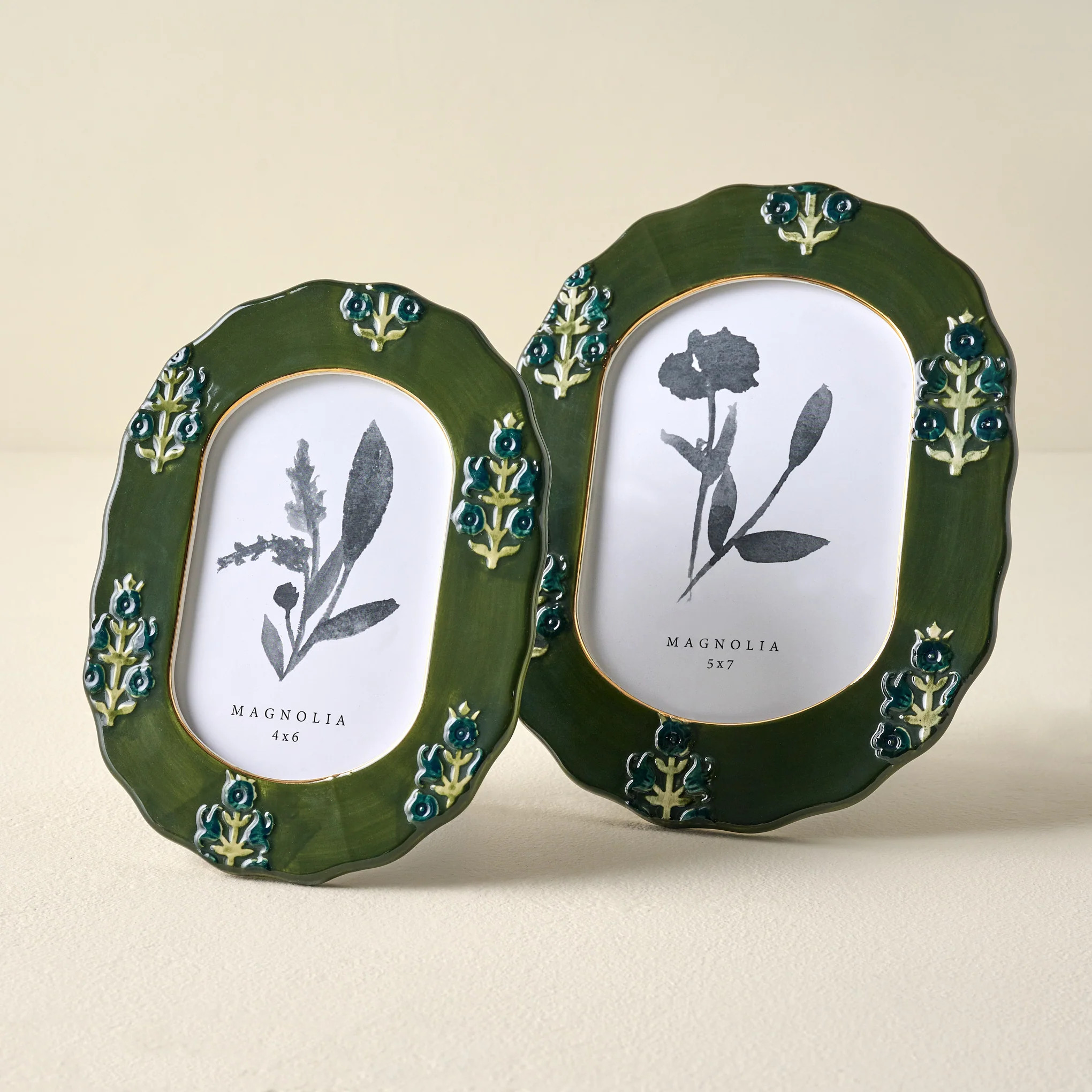 Ceramic Block Print Photo Frame | Magnolia