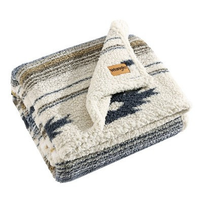 50"x60" Coyote Sands Throw Blanket Brown - Wrangler: Reversible, Modern Stripe, Plush Polyester | Target