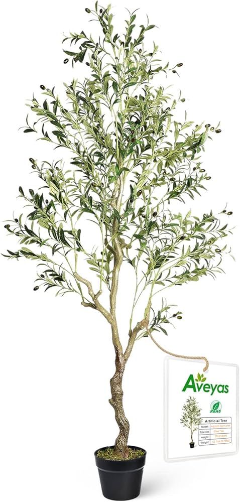 Aveyas Artificial Olive Tree 7ft Tall Fake Potted Olive Silk Tree Large Faux Olive Branches and F... | Amazon (US)