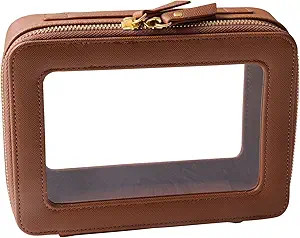 SANHECUN Toiletry bag waterproof cosmetic organizer with handle large opening for travelling (Bro... | Amazon (US)